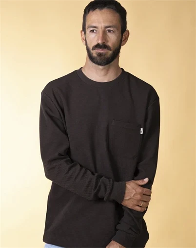 Elsk - Waffle Mens Pocket Longsleeve Strik - Soil Brown